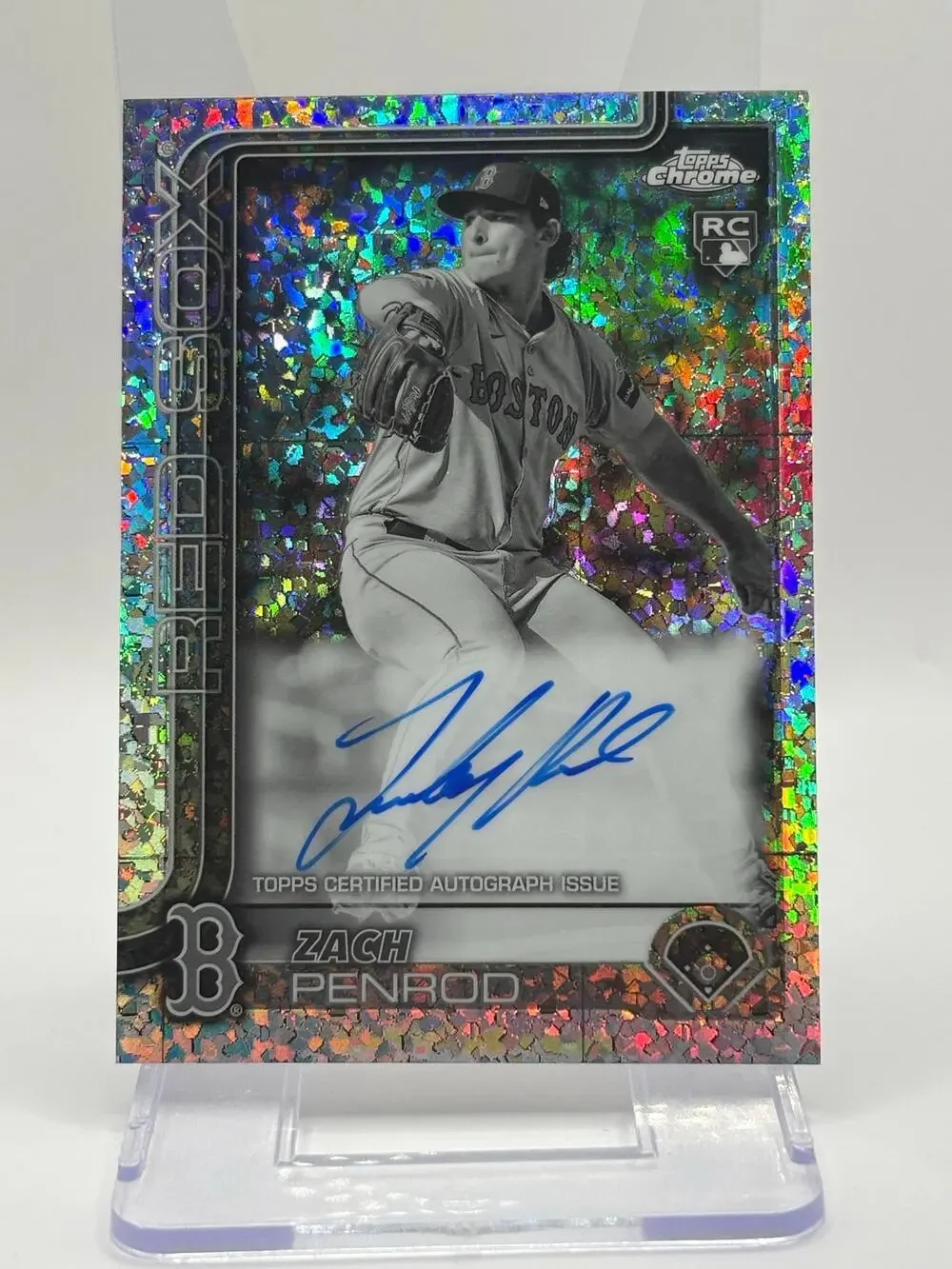 2025 Topps Chrome Zach Penrod Rookie Black & White Mini-Diamond Auto SSP Red Sox